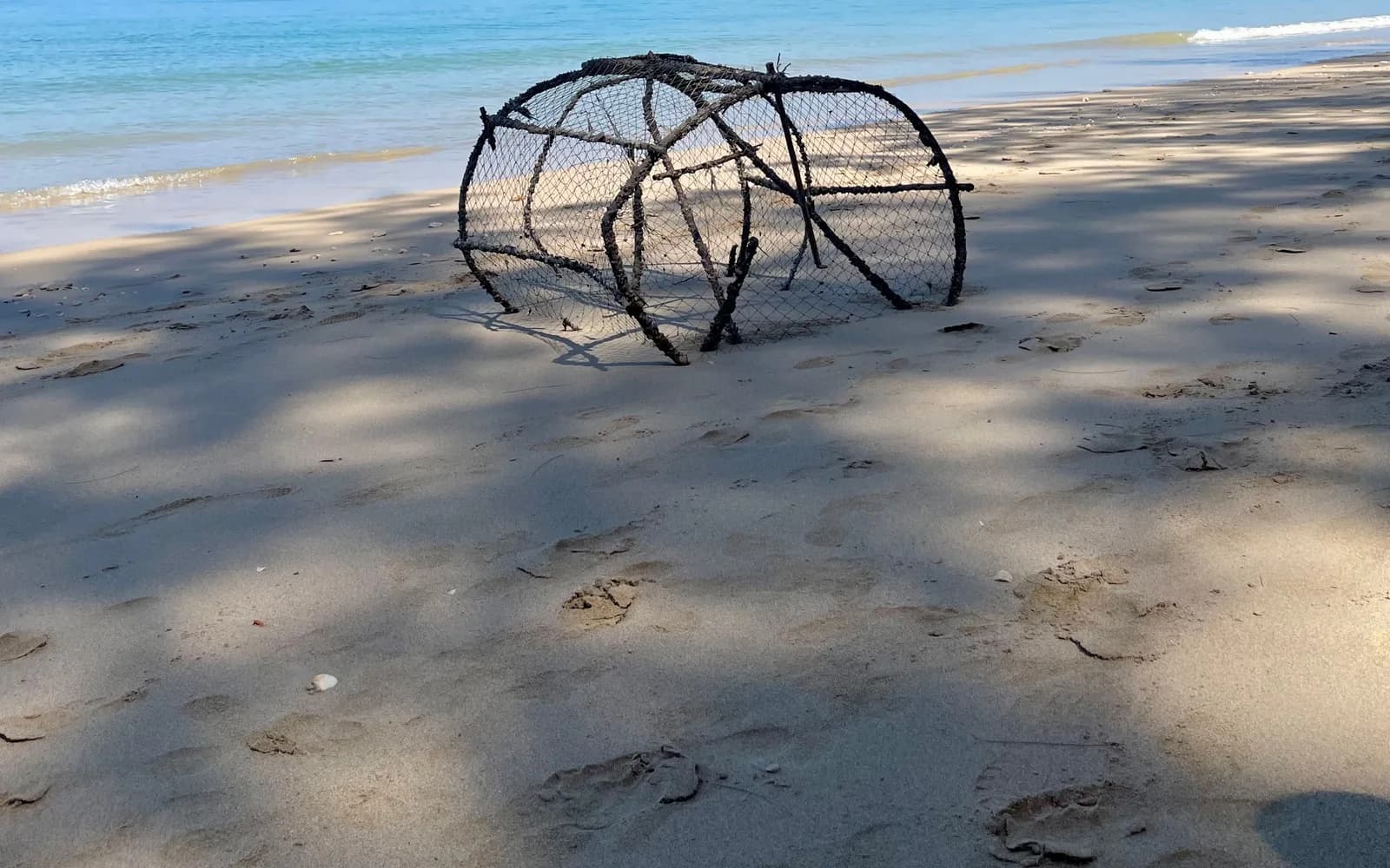 A fishing trap on the sand at Nai Yang Beach, Phuket
