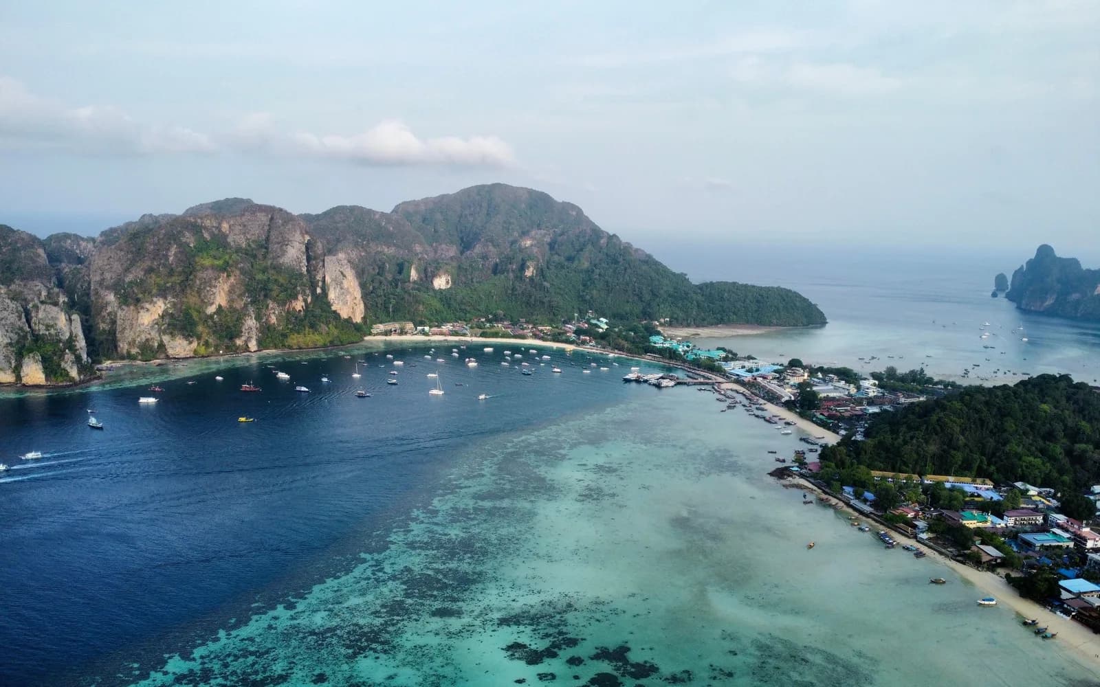 The Phi Phi Islands coastline from the air